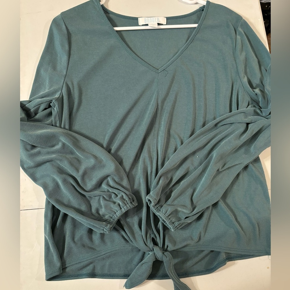 Bunulu long sleeve teal blouse (L)
